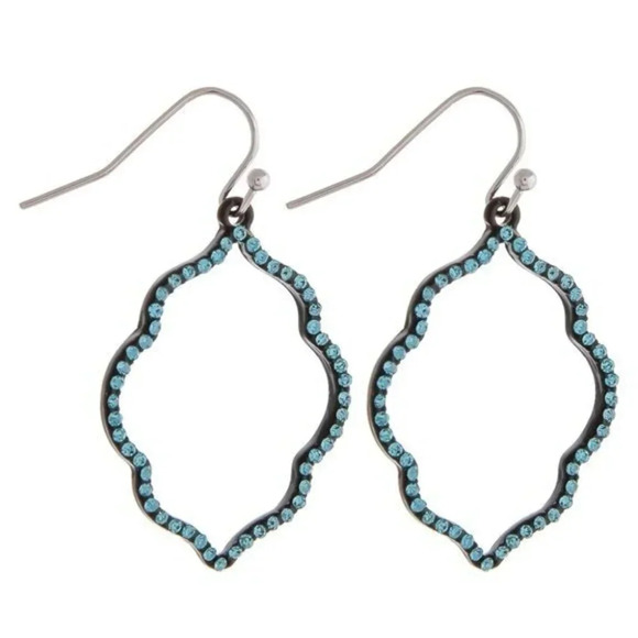 Dainty lotus inspired drop earrings aqua - Picture 1 of 1